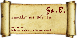 Zsadányi Béla névjegykártya